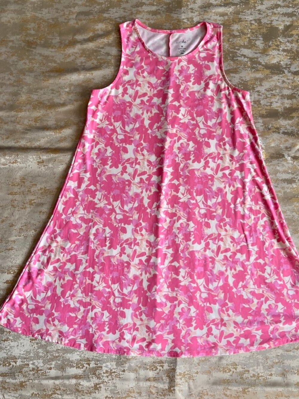 Just Be Pink Floral Dress Women's size Medium Pullover Sleeveless Lightweight